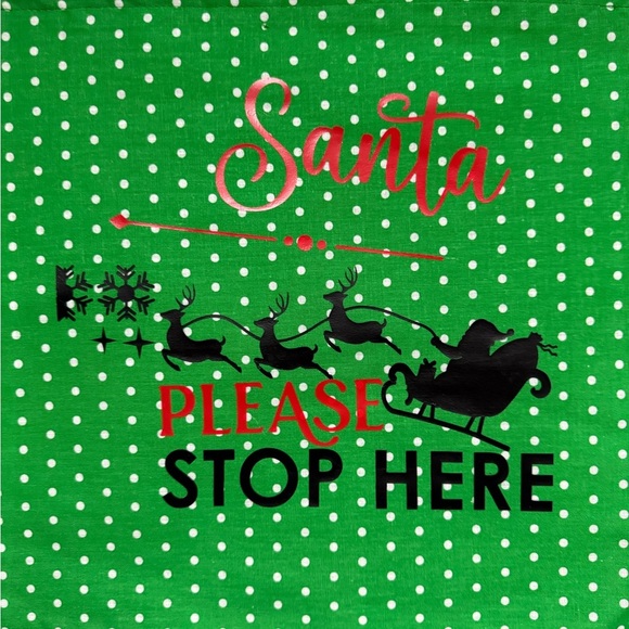 Green Santa Stop Here Holiday Banner - Picture 2 of 4